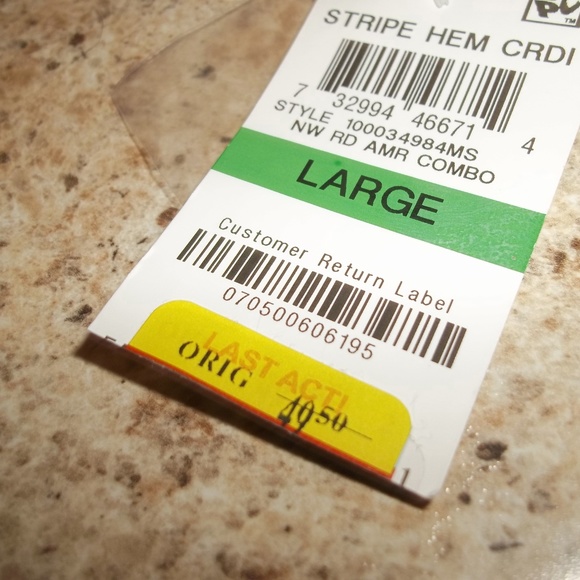 NWT KAREN SCOTT STRIPE HEM CRDI NW RED AMR COMBO L - Picture 3 of 4